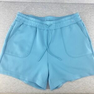 Mondetta Ribbed Scuba Shorts Drawstring Waist Athletic Blue Soft Womens L